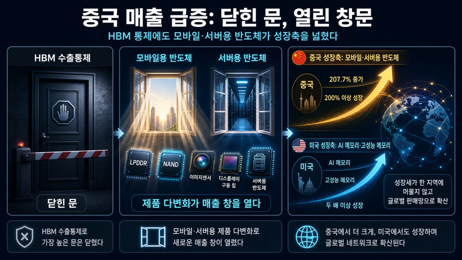 미중 수출 증가와 제품 구성