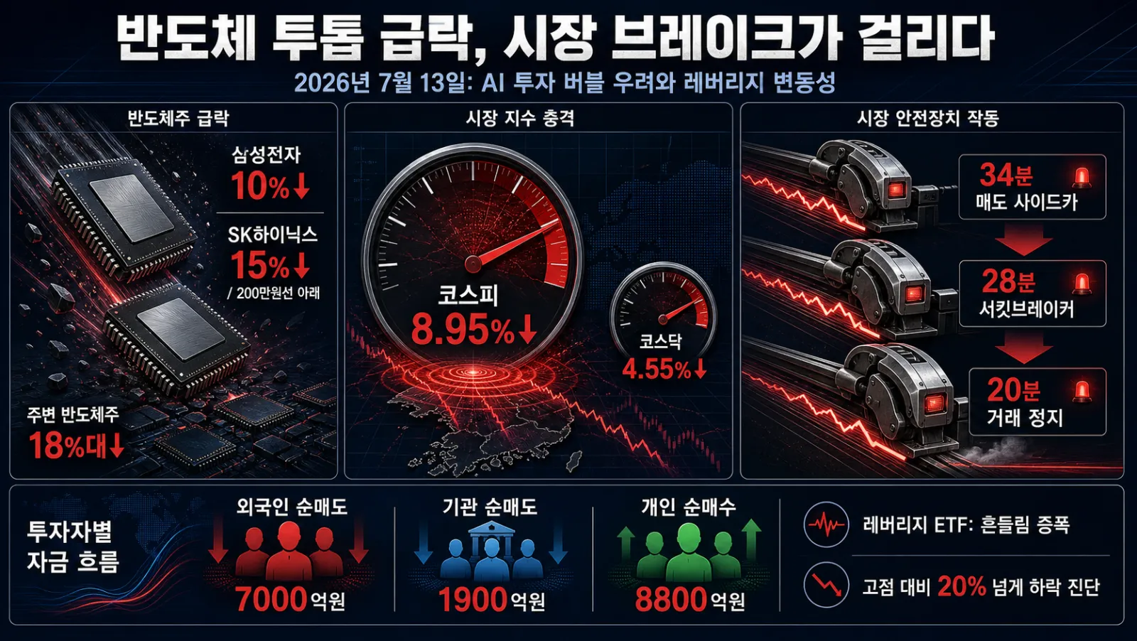 반도체 급락과 거래 중단