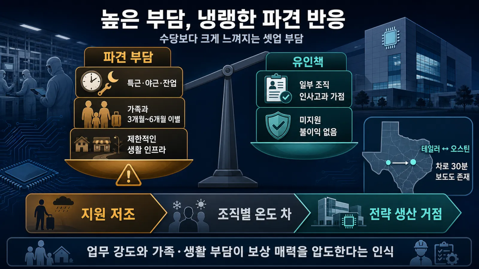 파견 보상과 부담 비교표