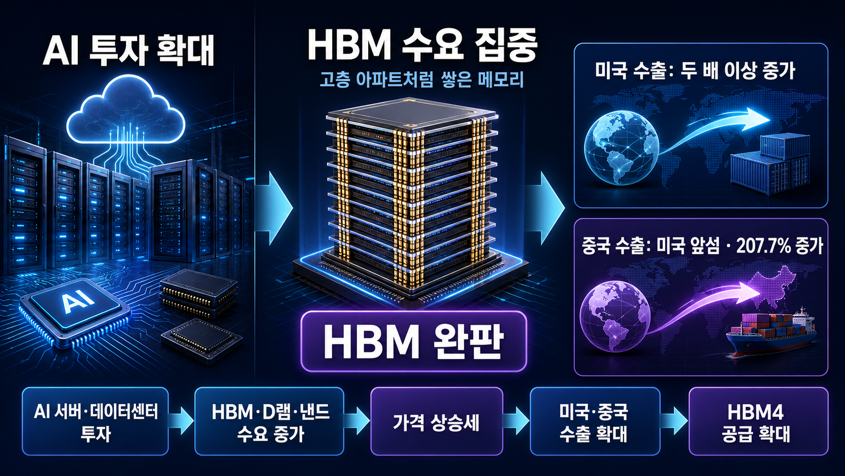 HBM 수요와 미중 수출액
