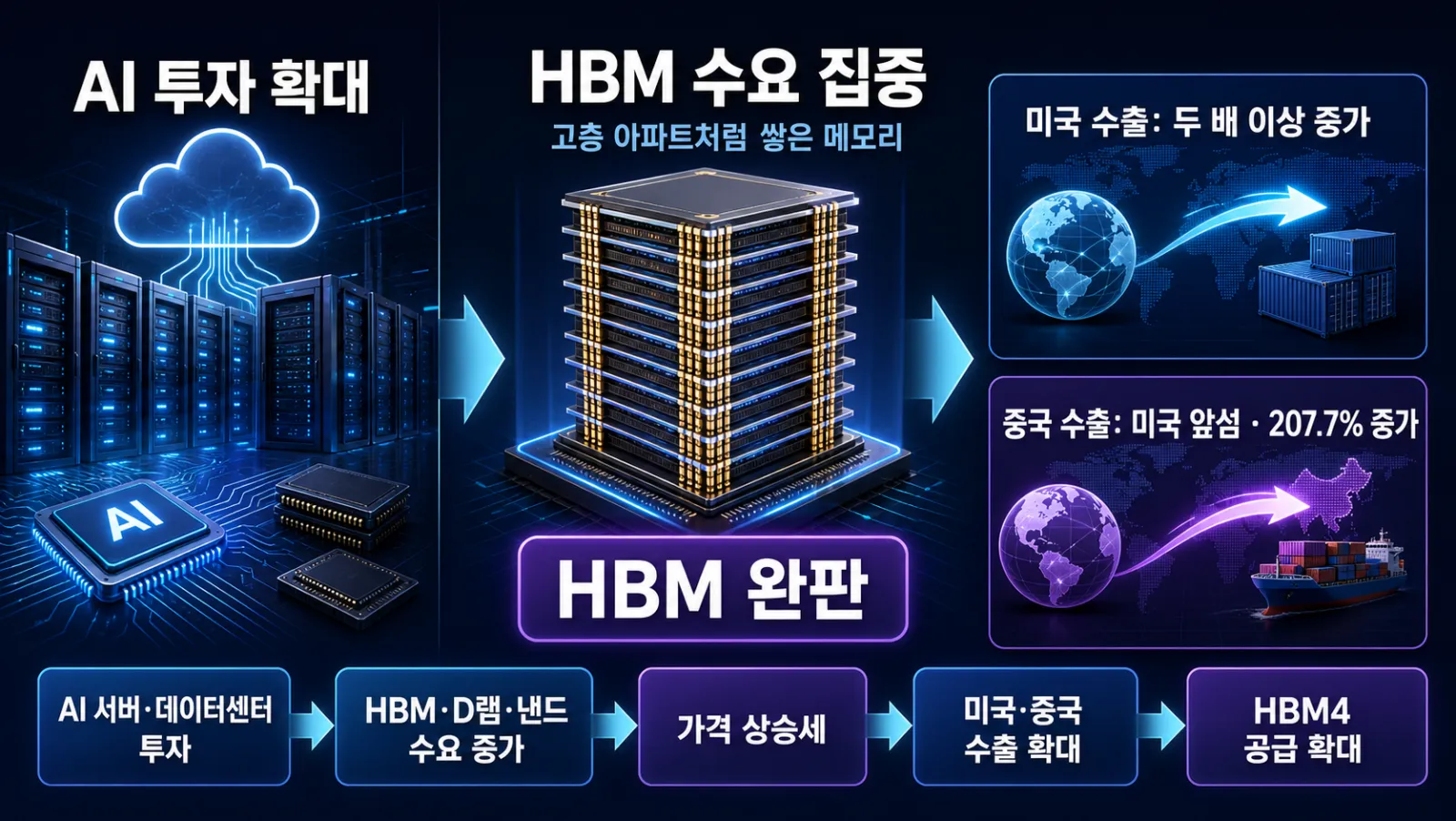 HBM 수요와 미중 수출액