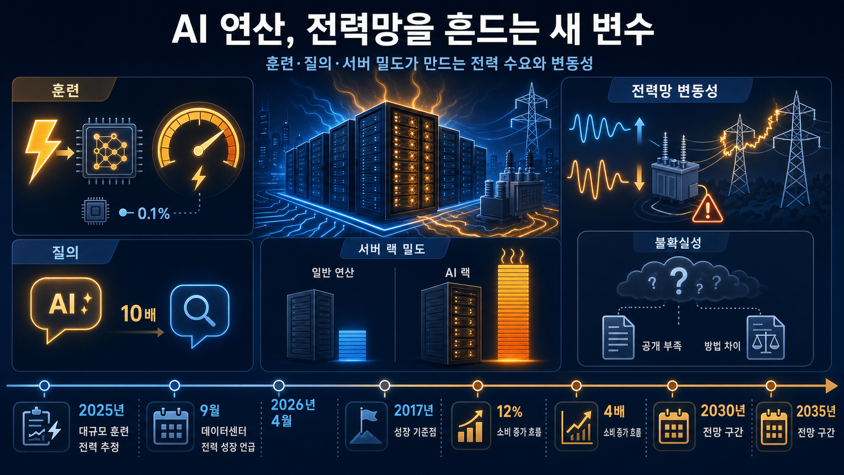 AI 작업별 전력 소비 비교
