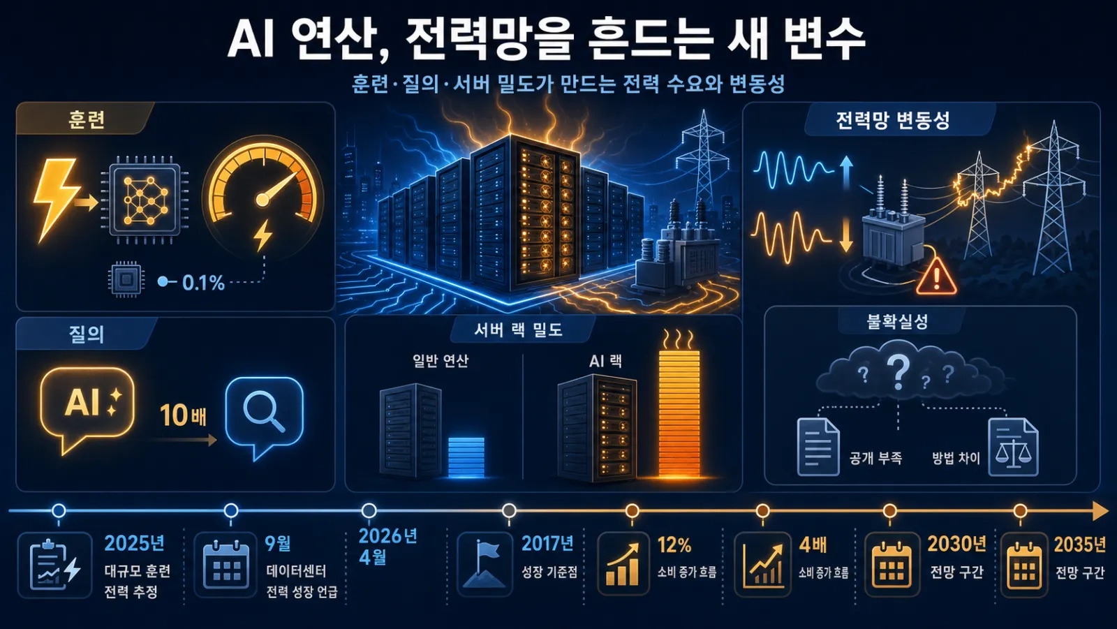 AI 작업별 전력 소비 비교