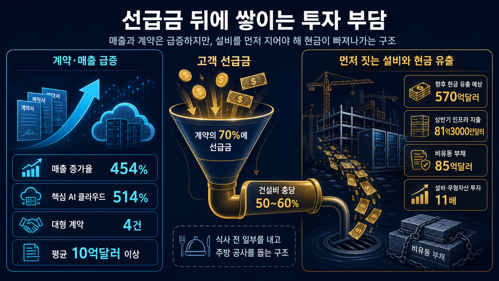 선급금과 설비투자 부담