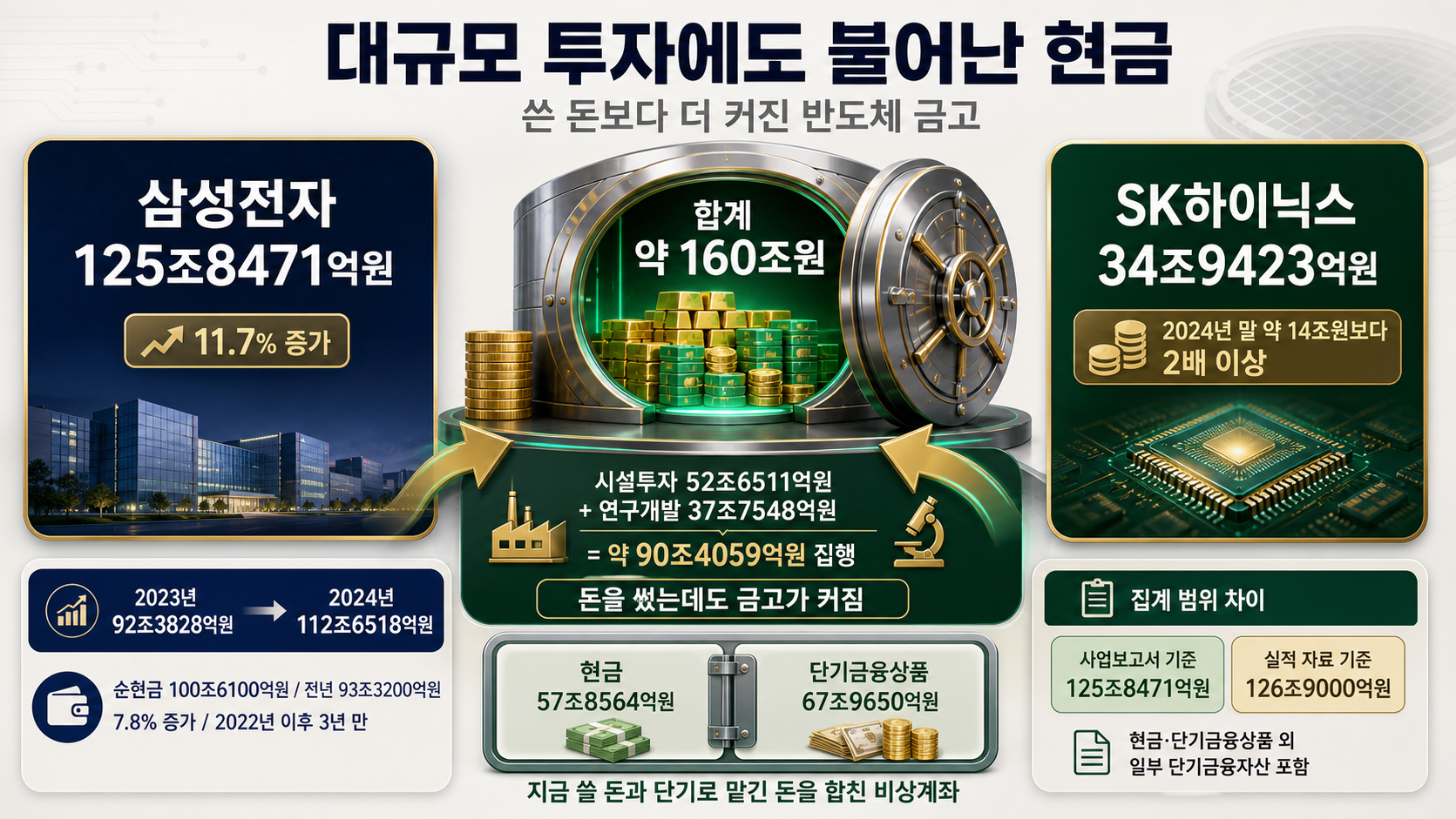 두 회사의 현금 비교