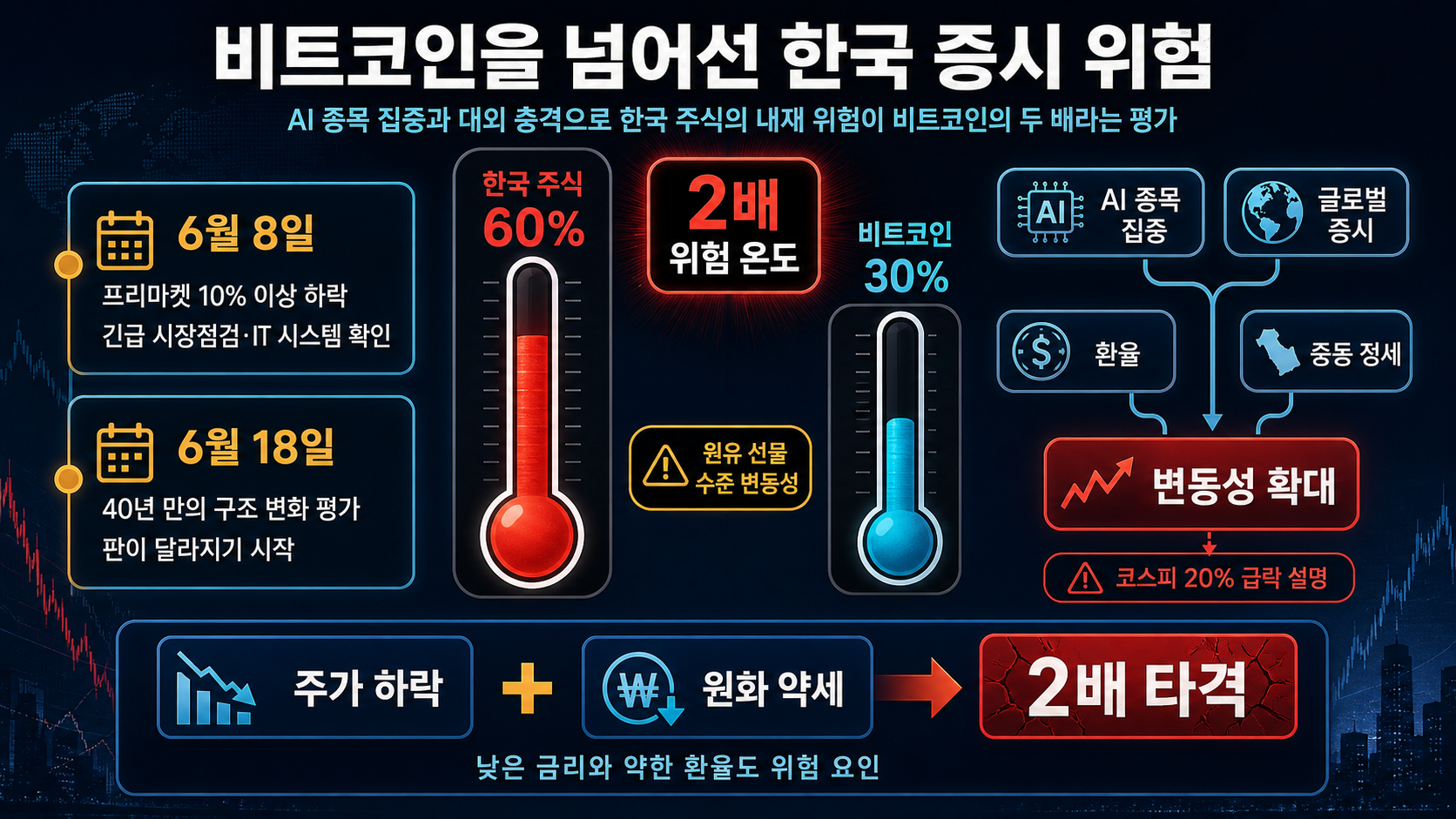 한국주식과 비트코인 위험 비교