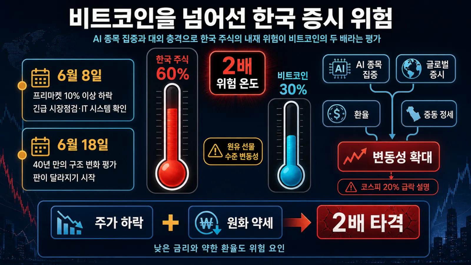 한국주식과 비트코인 위험 비교