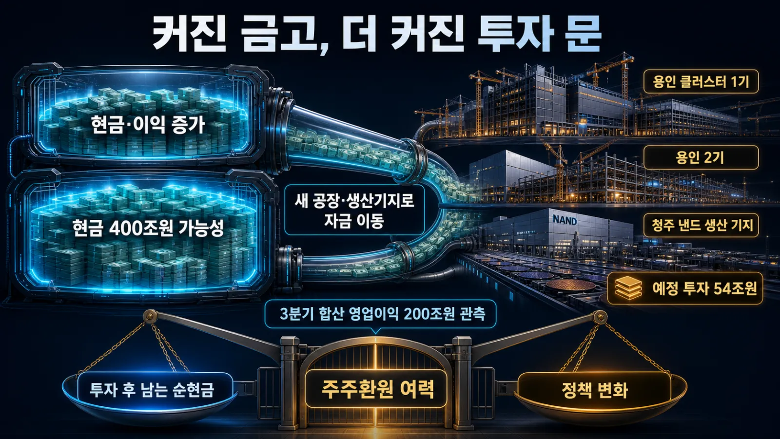 현금에서 설비투자를 뺀 잔액