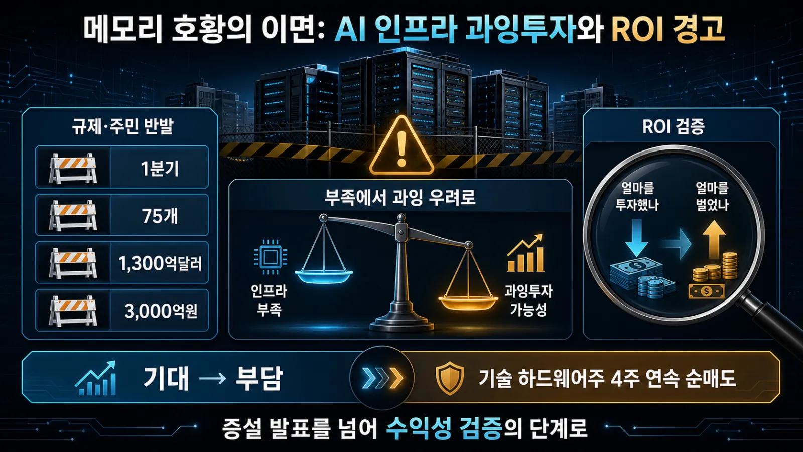 데이터센터 지연과 ROI 경고