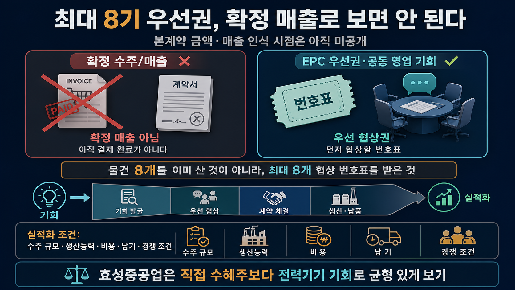 우선권과 확정 수주 비교