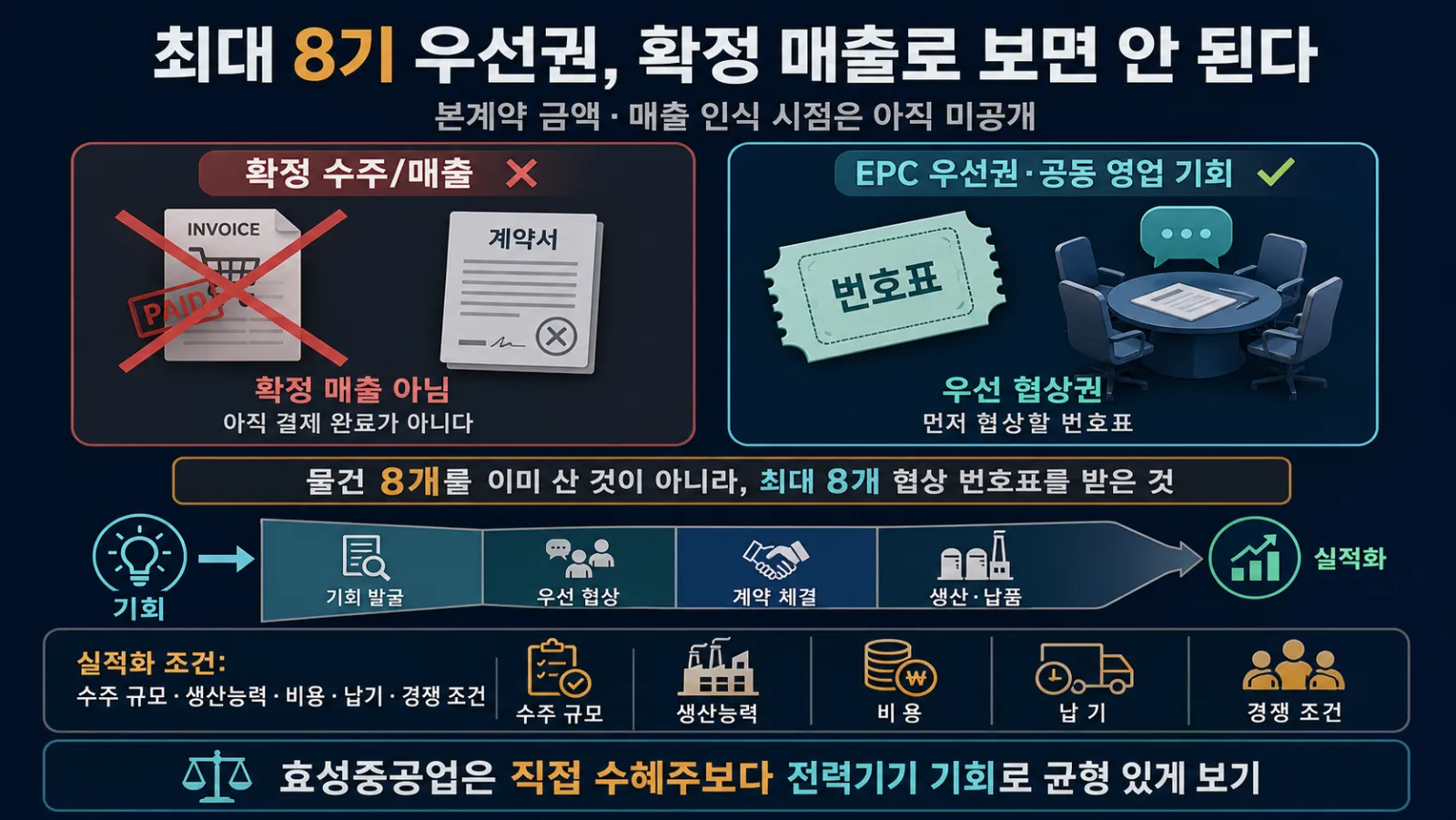 우선권과 확정 수주 비교