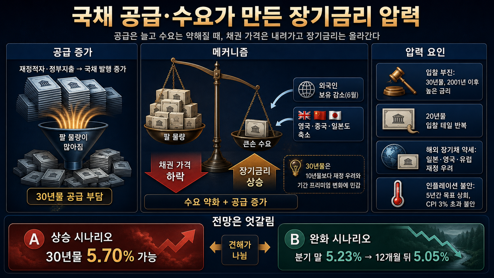 국채 공급 증가와 수요 약화