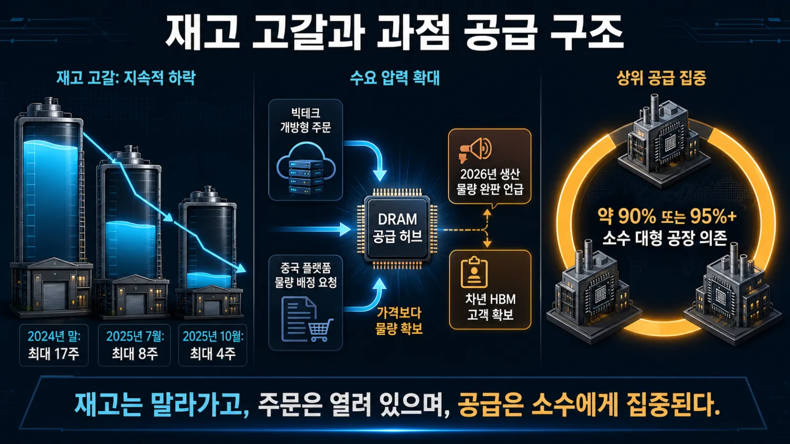 D램 재고와 업체별 점유율