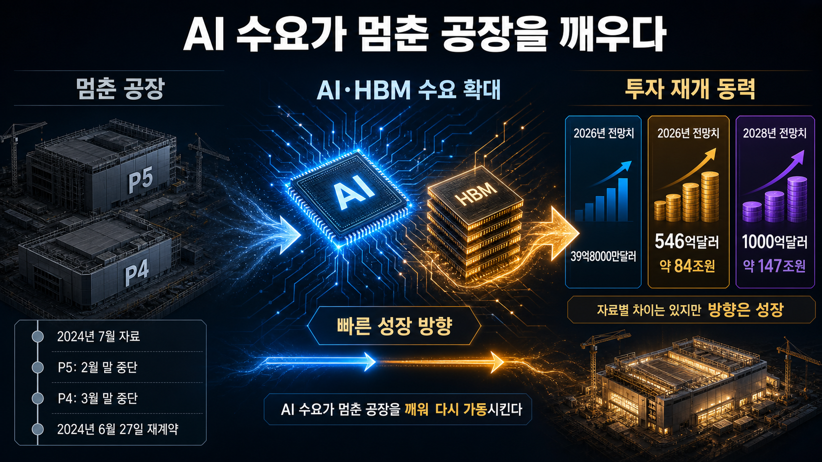 공사 중단과 HBM 성장 전망