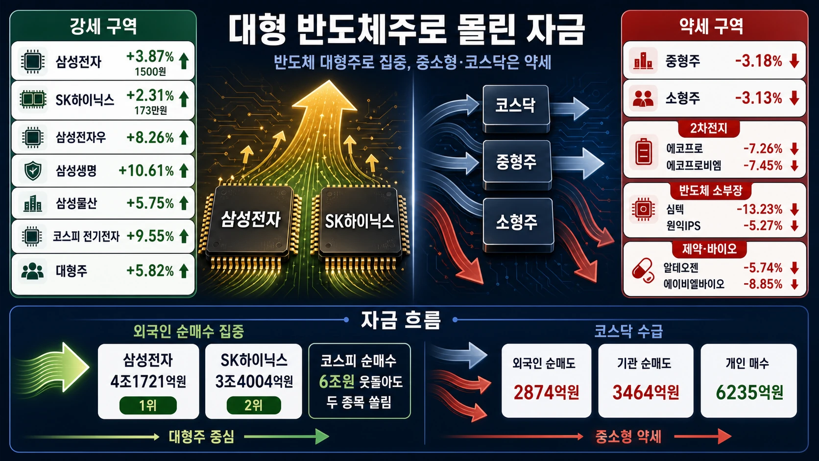 반도체주에 집중된 자금
