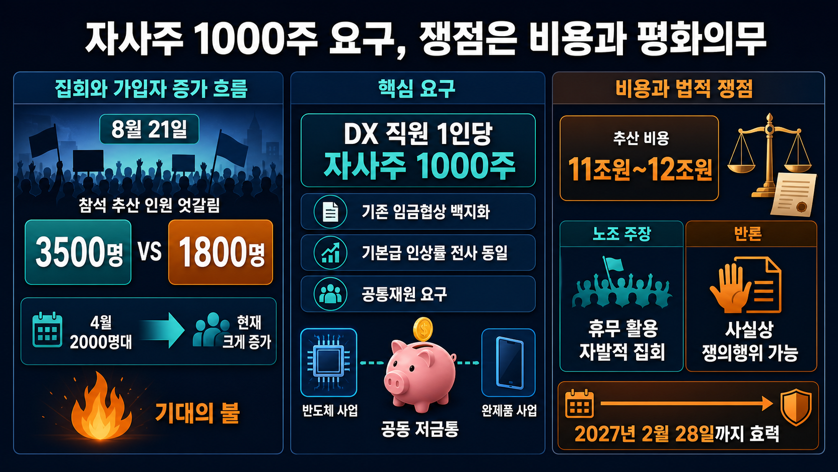 1000주 요구와 노사 대립