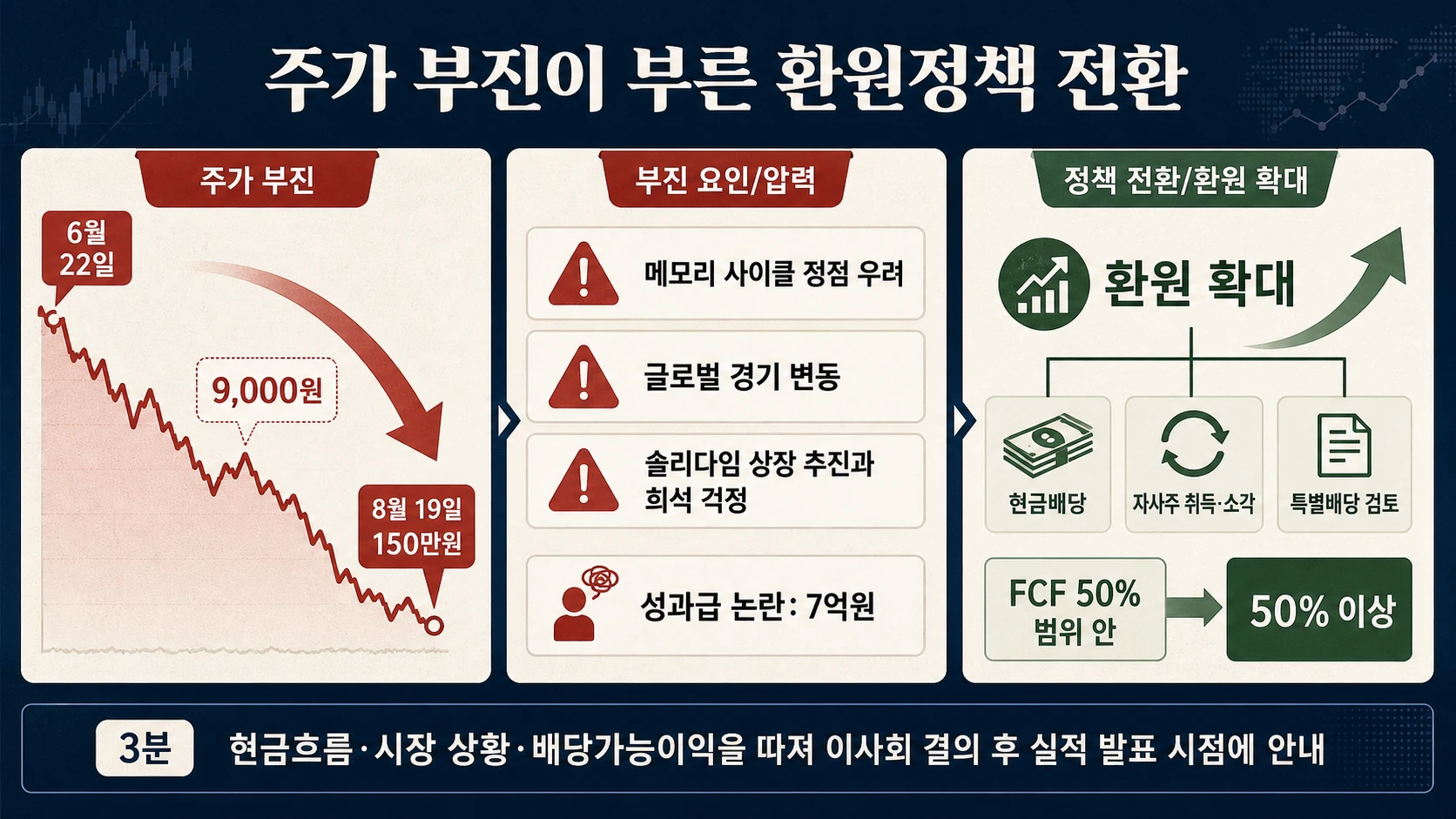 주가 하락과 환원 기준 상향