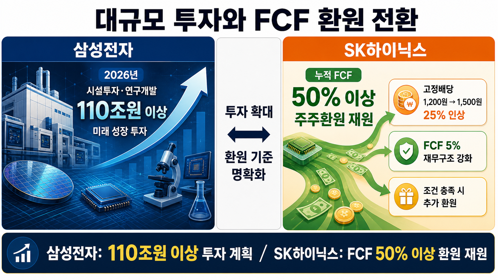 두 회사 투자와 환원 비교