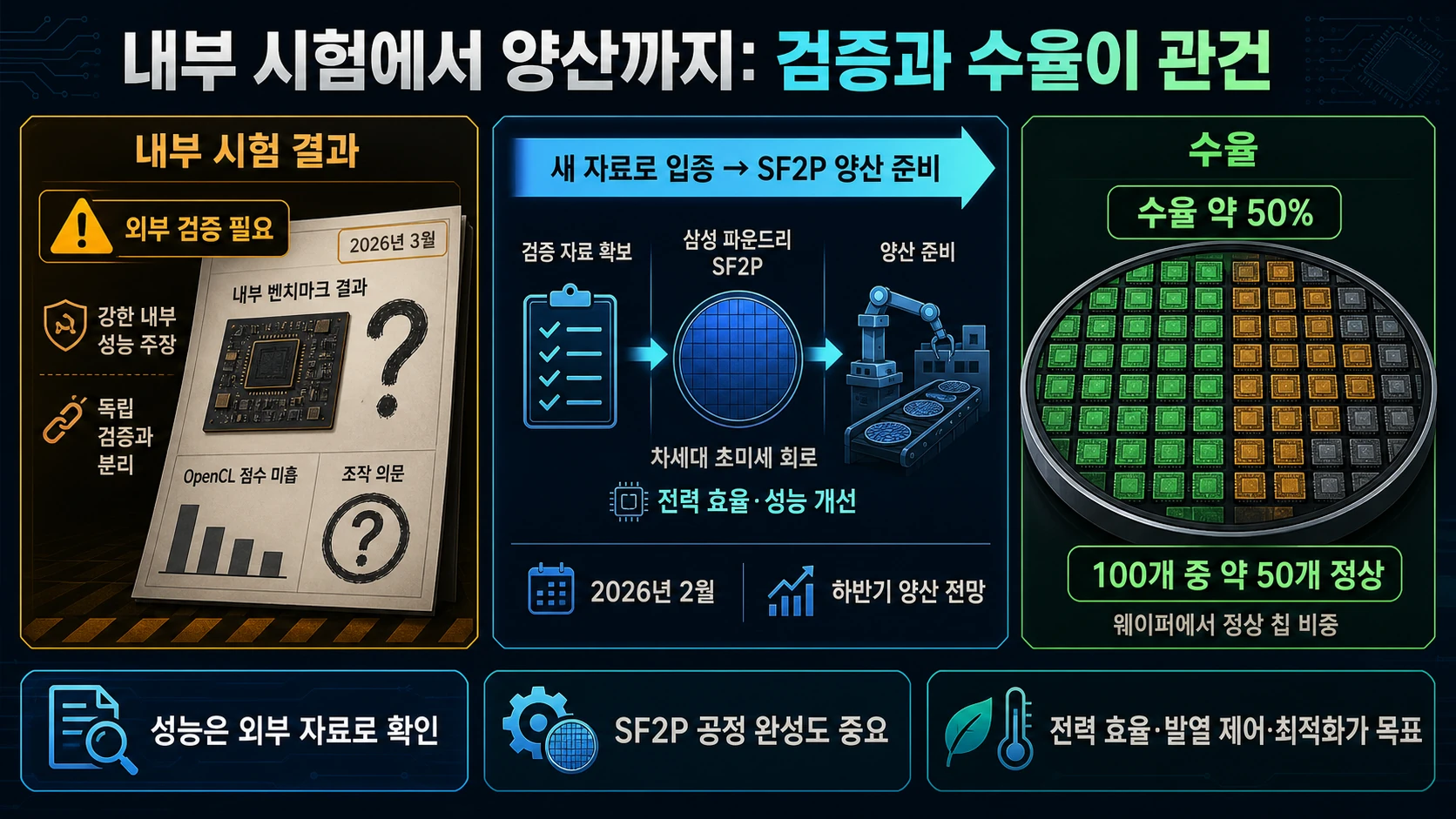 내부 검증과 수율 50퍼센트