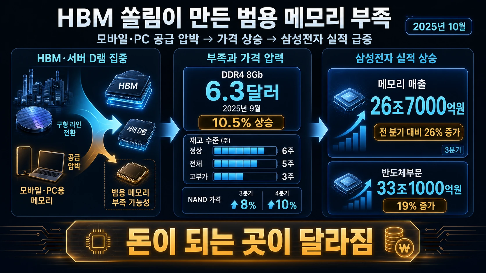범용 메모리 부족과 매출