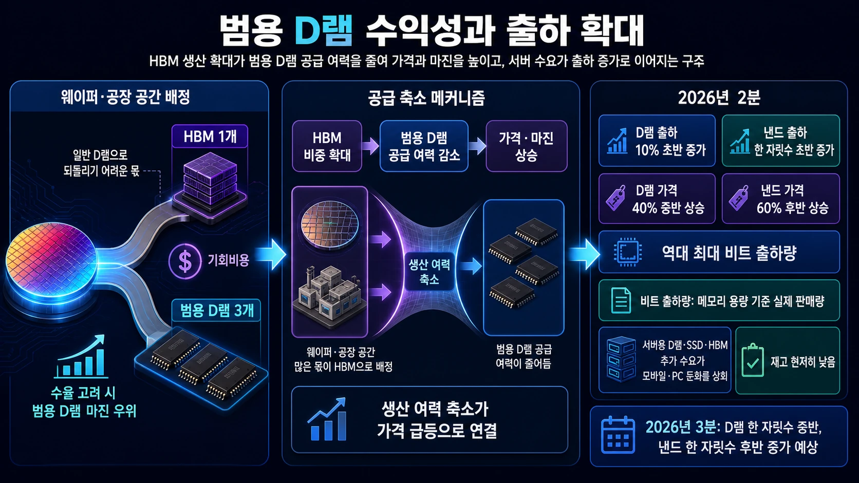 메모리 생산성과 출하 증가