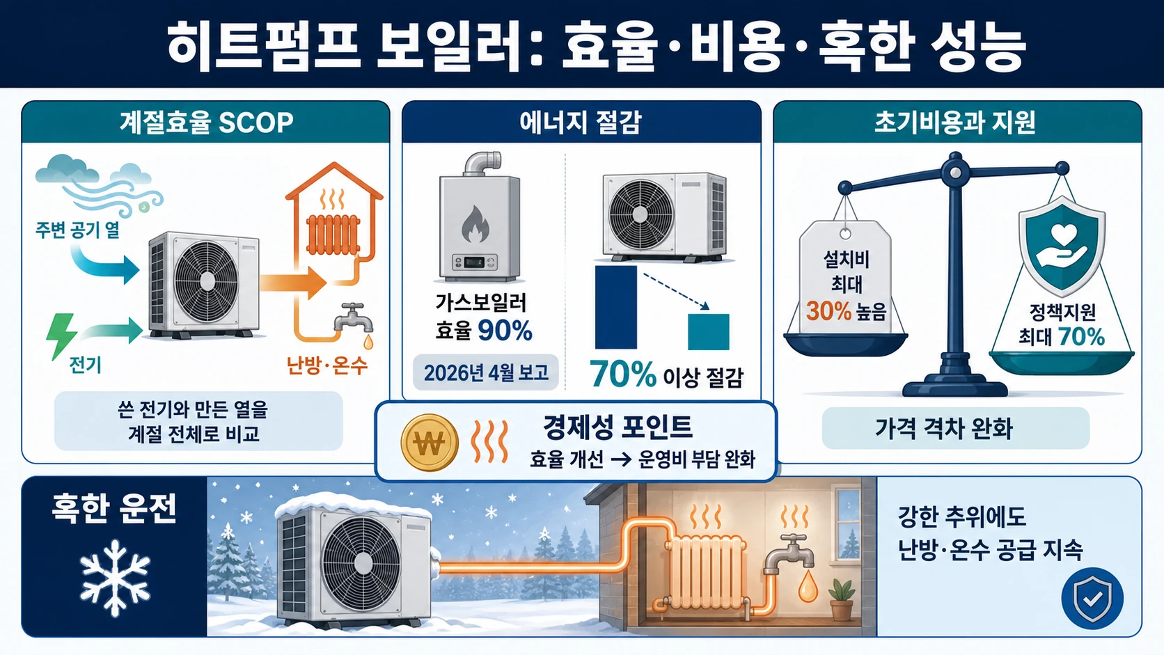 히트펌프 효율과 비용 비교