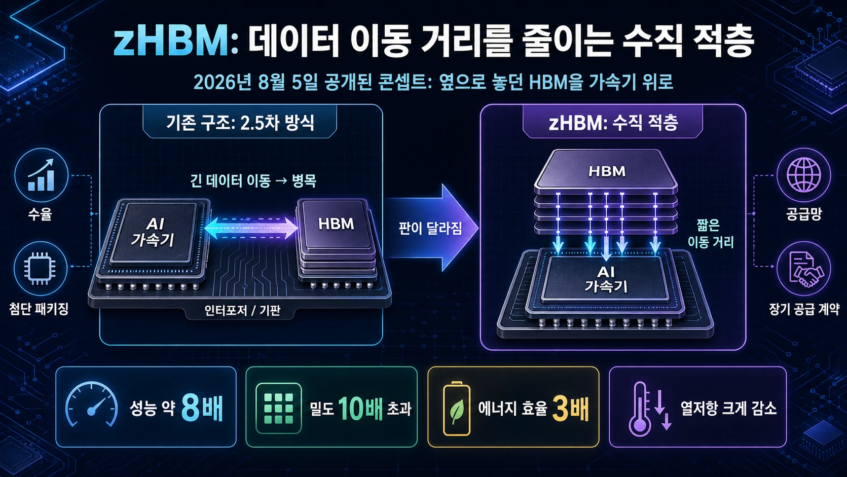 기존 적층과 zHBM 비교
