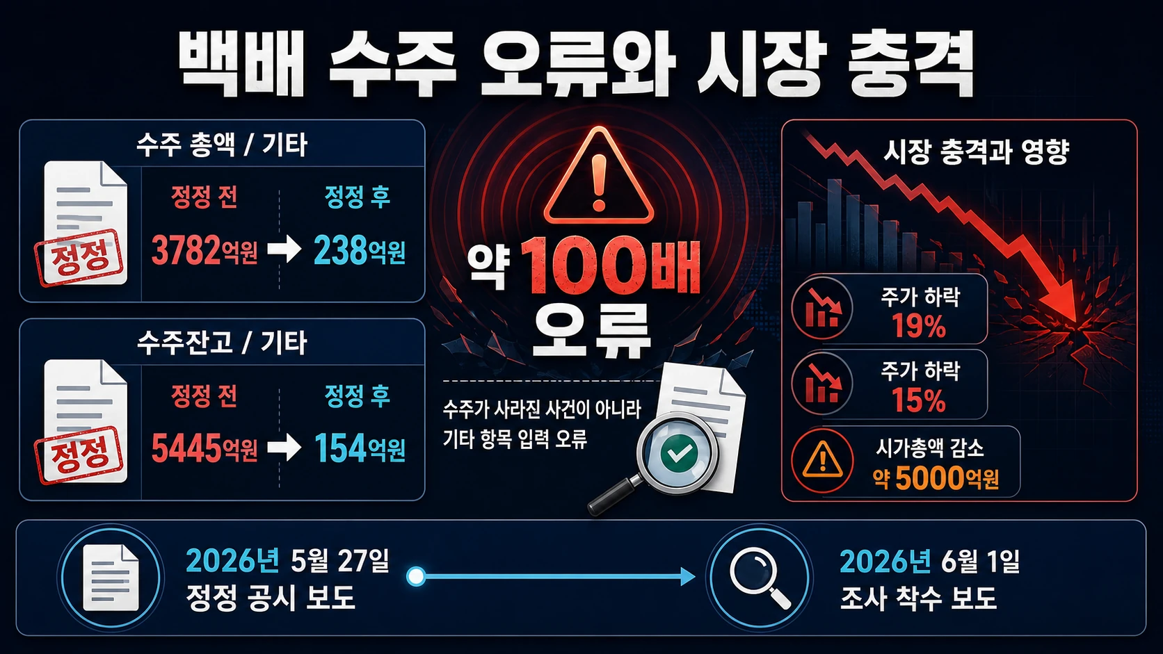 백배 오류와 주가 하락