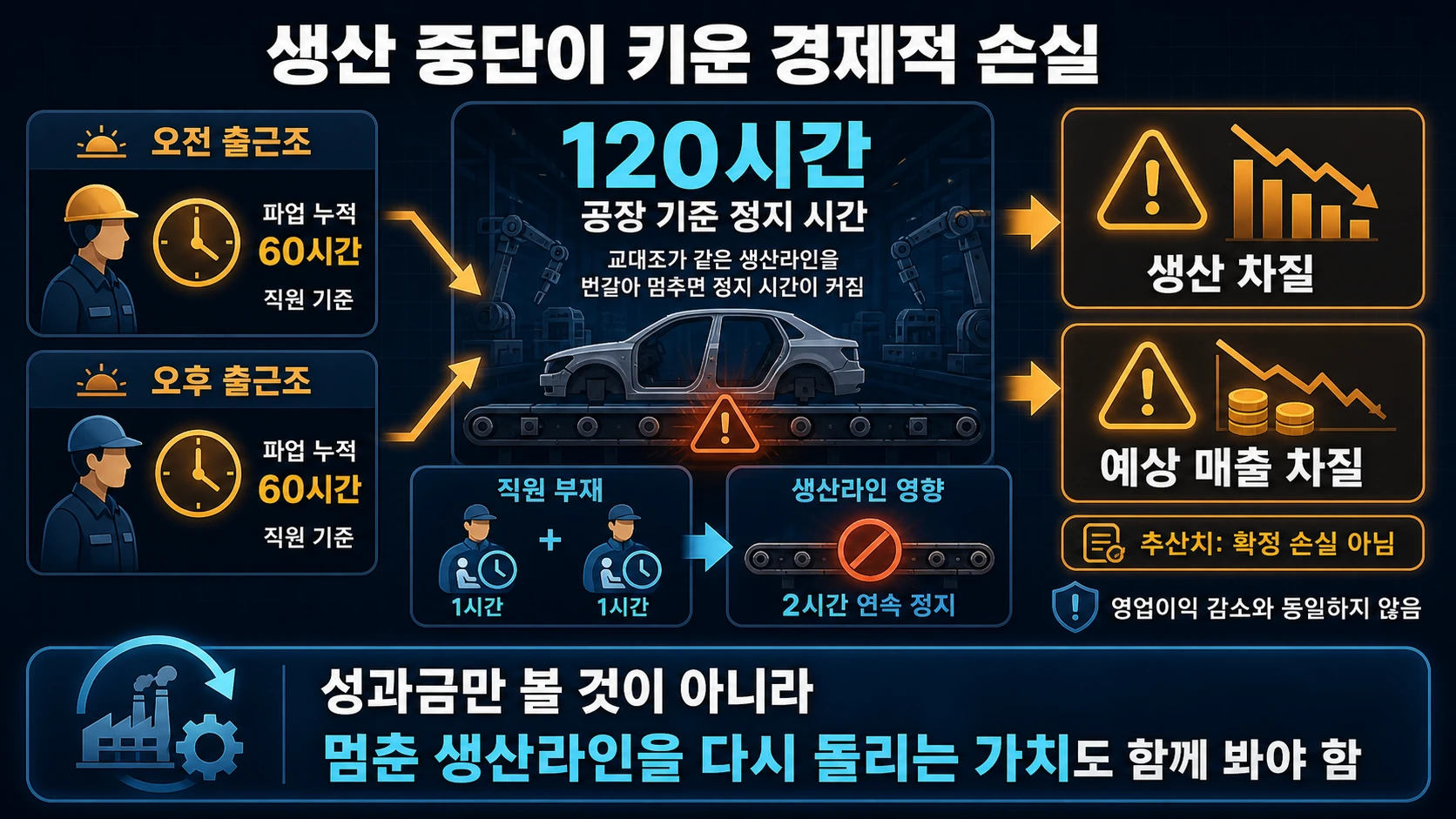 파업시간과 생산차질