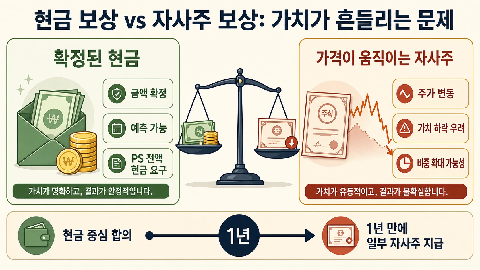 현금과 자사주 가치 비교