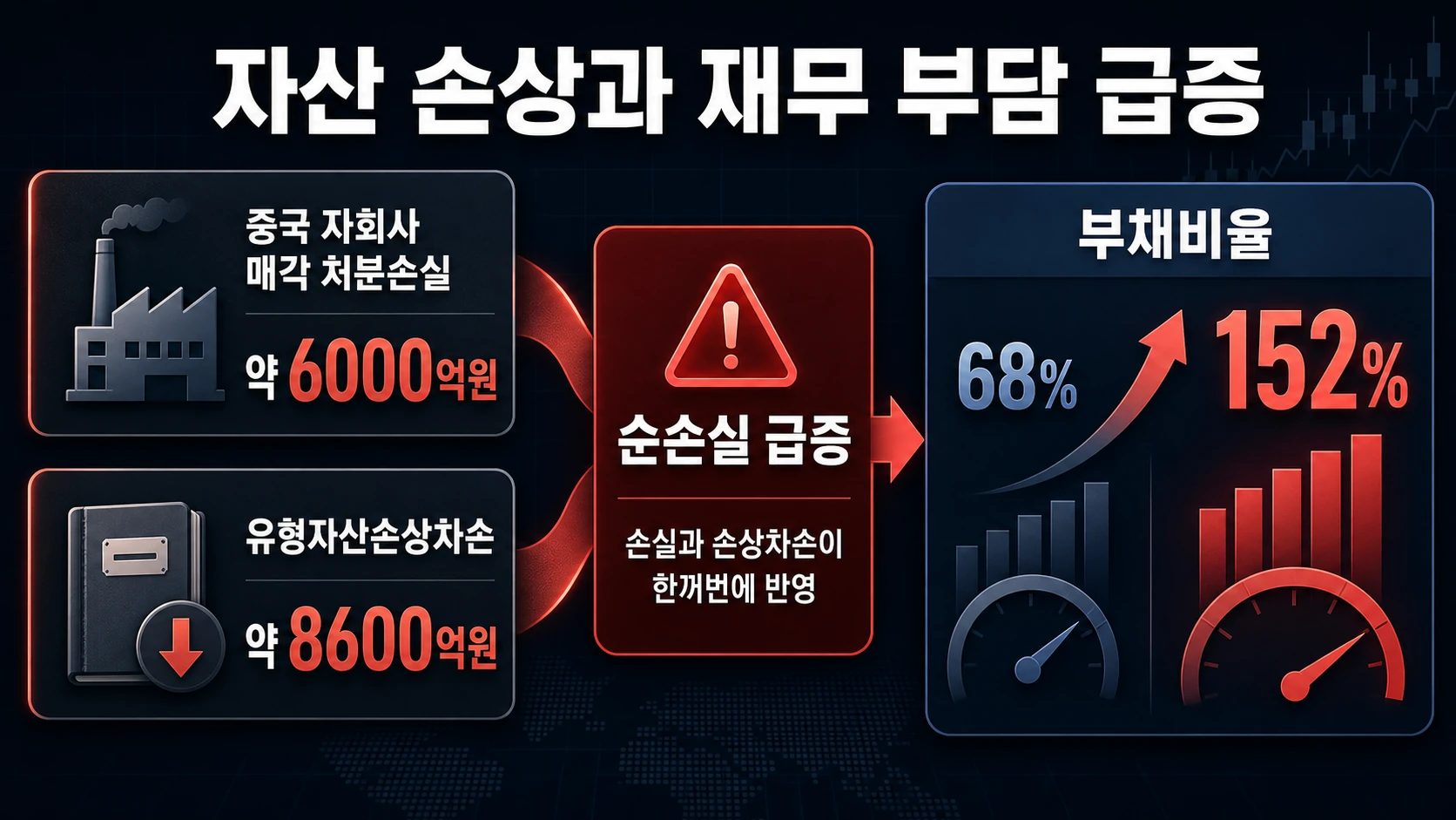 대규모 손실과 부채비율