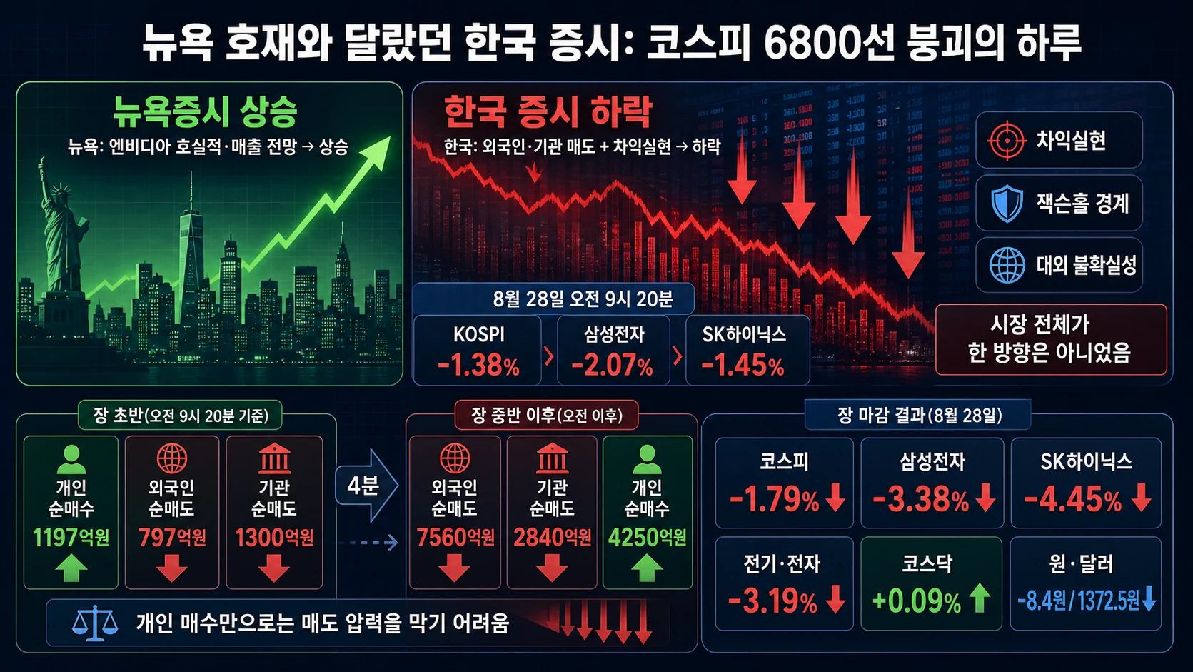 코스피 급락과 코스닥 상승