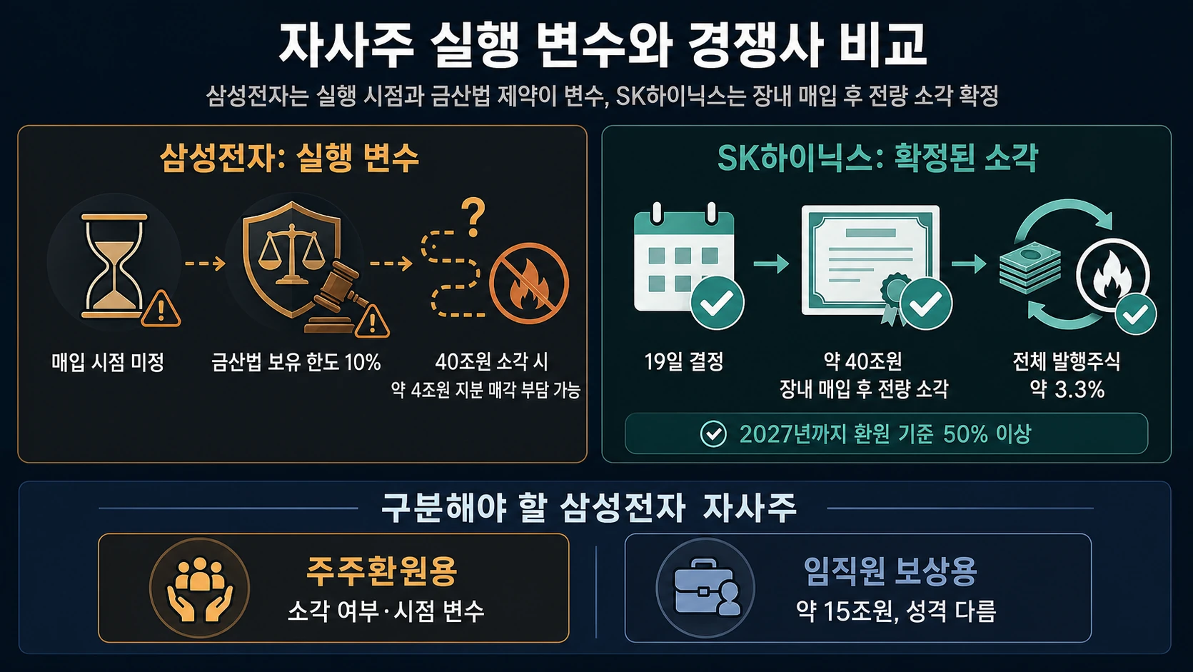 양사 자사주 계획 비교