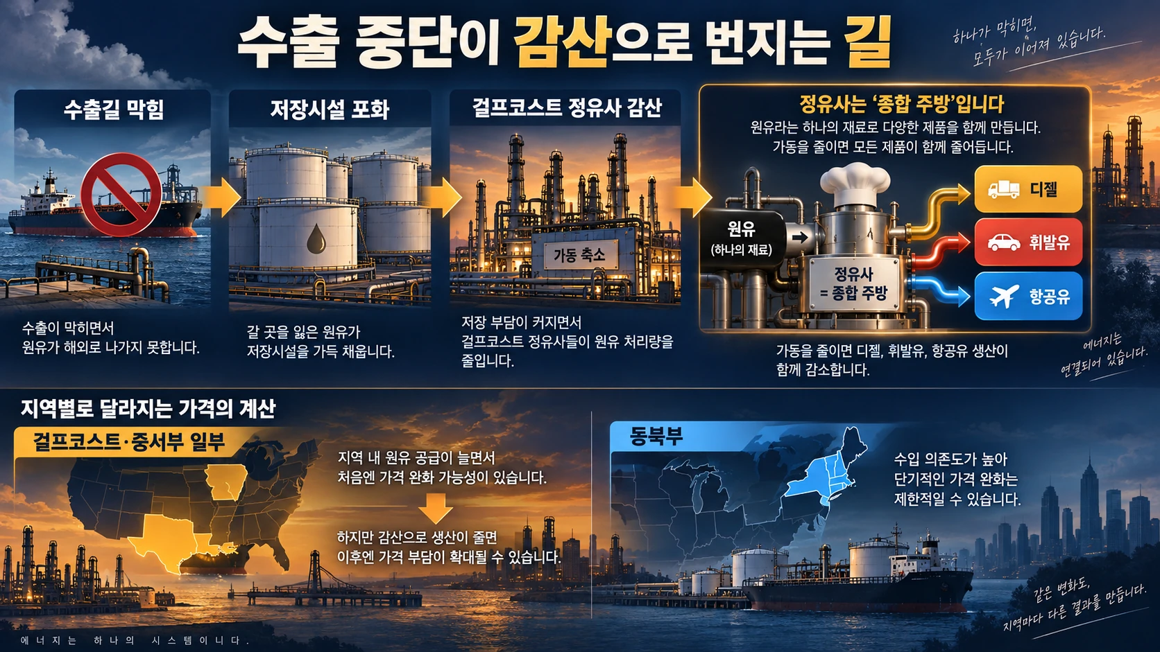 정유 감산과 연료 부족