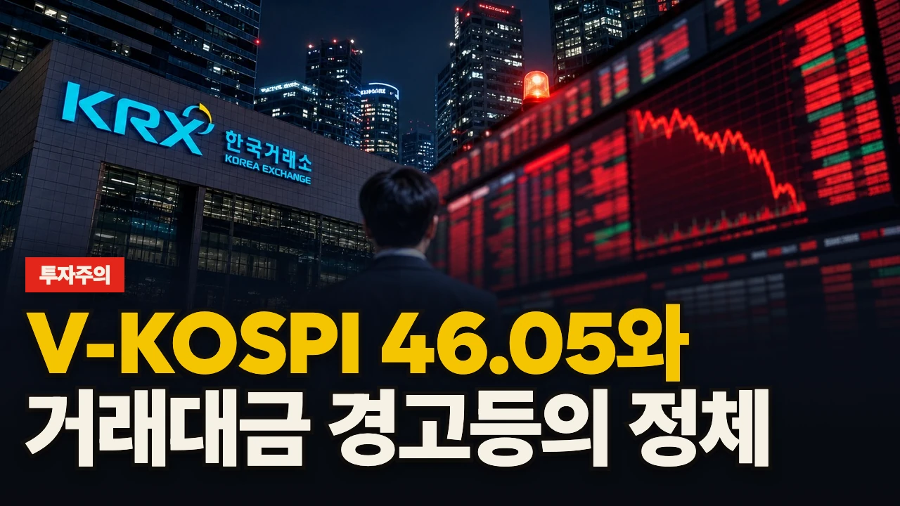 롱폼 썸네일 - V-코스피 46.05와 거래대금 경고등의 정체