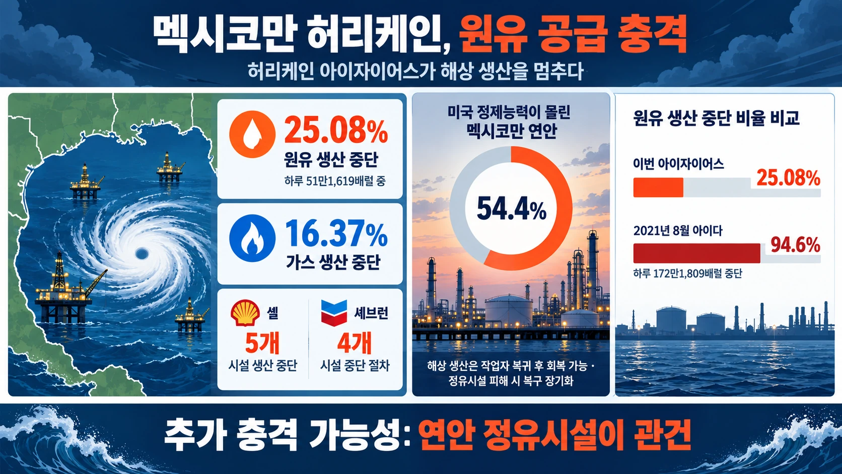 멕시코만 생산 중단 현황