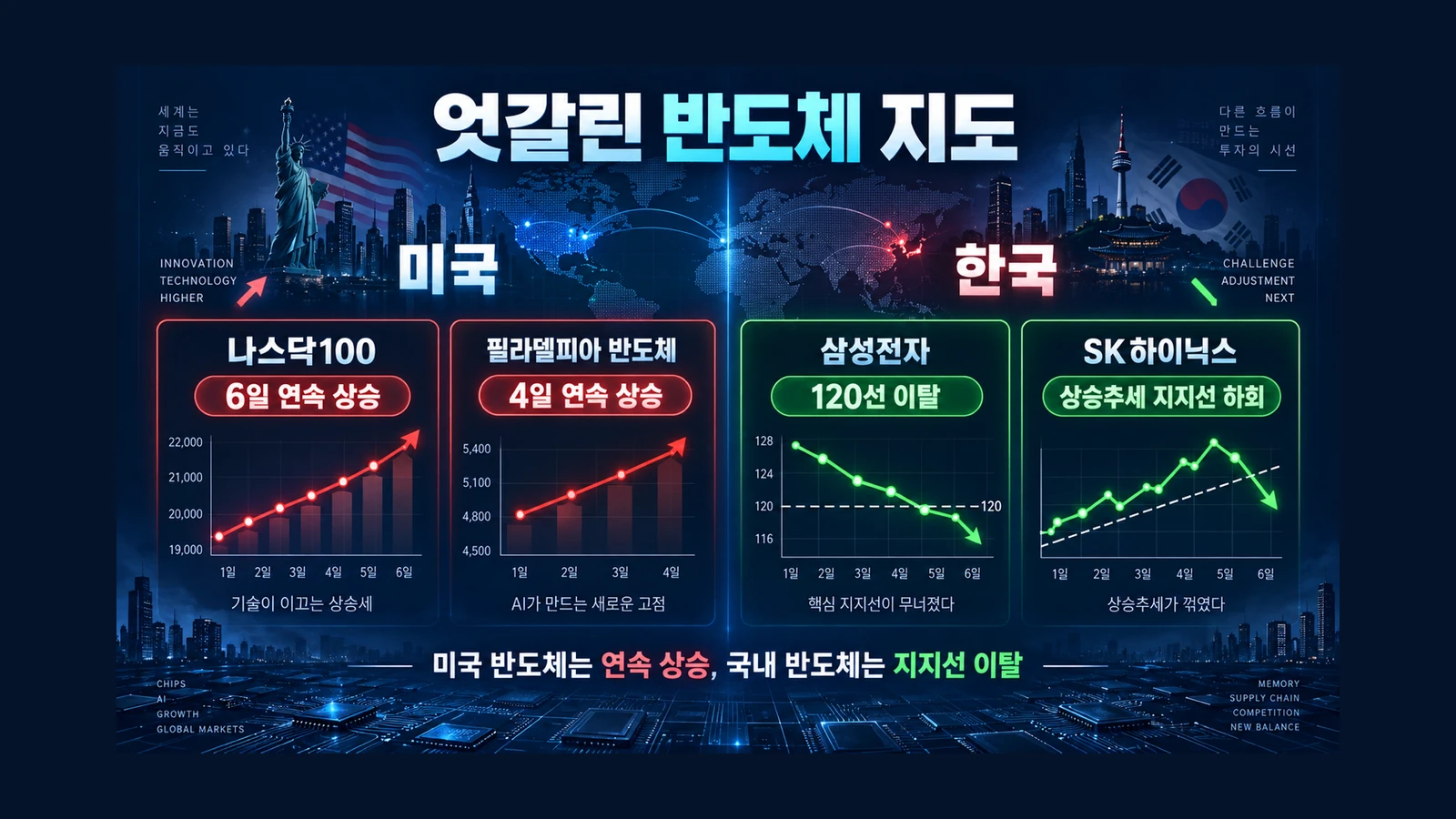 엇갈린 반도체 지도 인포그래픽
