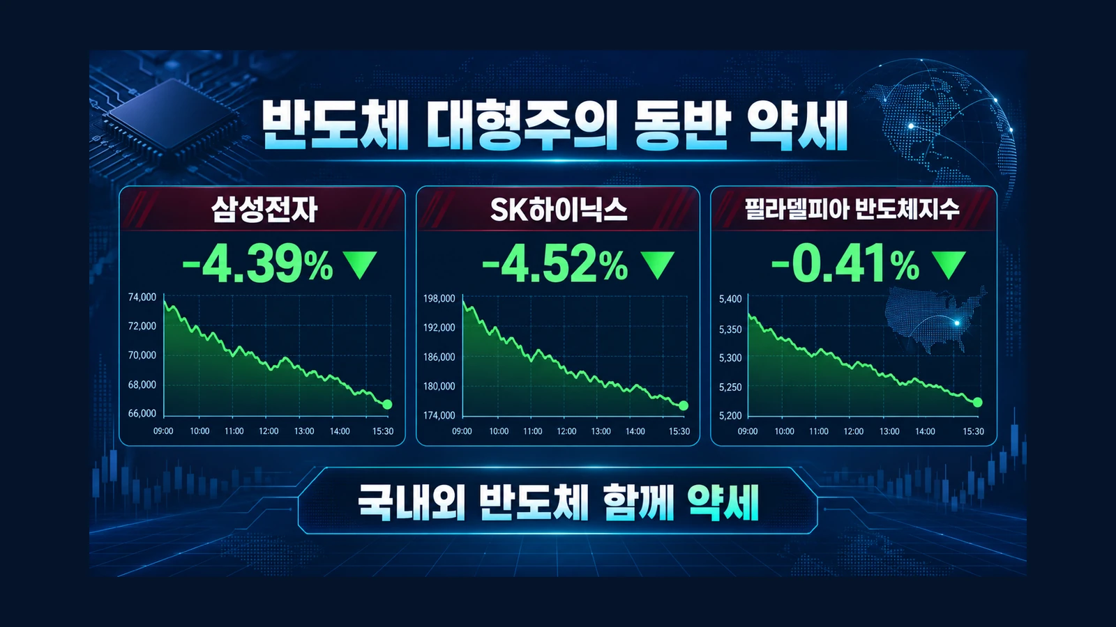 반도체 대형주의 동반 약세 인포그래픽